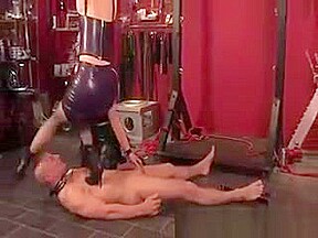 Dominas Trample And Spank Their Collared Sub