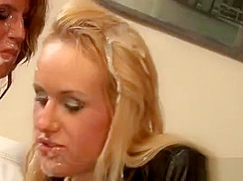 Doxy Gets Shaved Pussy Gangbanged And Slimed At Gloryhole