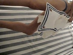 Dressing room cam movie with leggy doll in panty