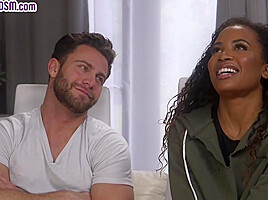 Ebony BDSM slut fucked in missionary by dominating guy