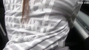 Euro Amateur Cutie Bangs In Car In Public
