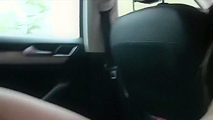 Euro Amateur Cutie Bangs In Car In Public