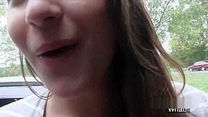 Euro Amateur Cutie Bangs In Car In Public