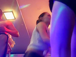 European party babes blowing strippers cock