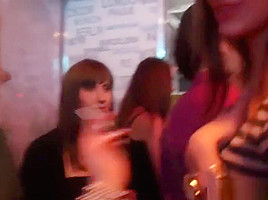 European party babes blowing strippers cock