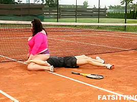 Extra Large Brunette Dominates and Facesits her Tennis Teacher - Plumperd