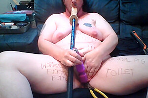 Fat Ftm Bitch Uses Pliers On Cunt Tits Bdsm Fucking And Sucking Dick On A Stick - Dildo Humiliation
