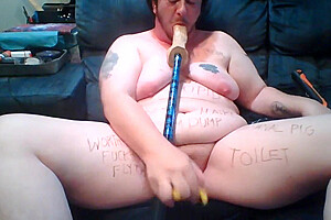 Fat Ftm Bitch Uses Pliers On Cunt Tits Bdsm Fucking And Sucking Dick On A Stick - Dildo Humiliation