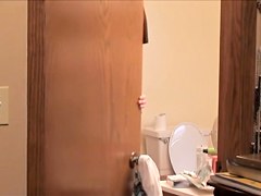 Fat mature amateur taking the shower on