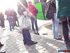 Fatty MILF presents upskirt tease for happy fans