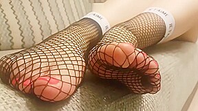 Feet in socks nylon