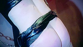 Femdoms Wearing Latex Pegging Slave And Seducing His Cock