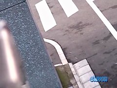 Filming her ass getting skirt sharked from the balcony