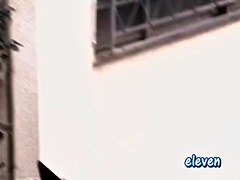 Filming her ass getting skirt sharked from the balcony