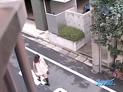 Filming her ass getting skirt sharked from the balcony