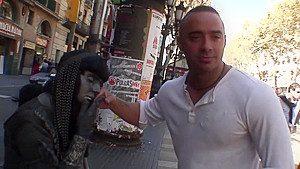 Flirting in the street with cute latina