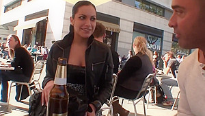 Flirting in the street with cute latina