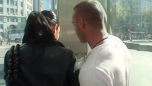 Flirting in the street with cute latina