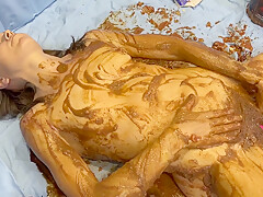 Food Sploshing With A Sex Toy Orgasm