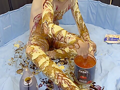 Food Sploshing With A Sex Toy Orgasm