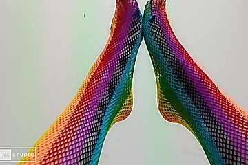 Foot Fetish With Sexy Colored Stockings