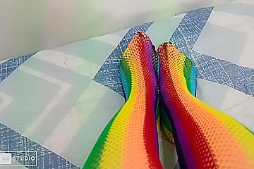Foot Fetish With Sexy Colored Stockings