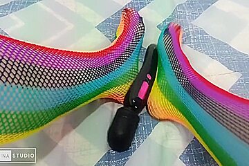 Foot Fetish With Sexy Colored Stockings