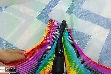 Foot Fetish With Sexy Colored Stockings