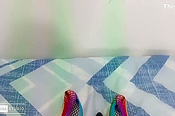 Foot Fetish With Sexy Colored Stockings