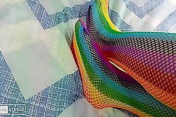 Foot Fetish With Sexy Colored Stockings