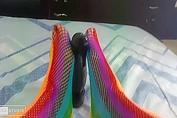 Foot Fetish With Sexy Colored Stockings