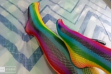 Foot Fetish With Sexy Colored Stockings