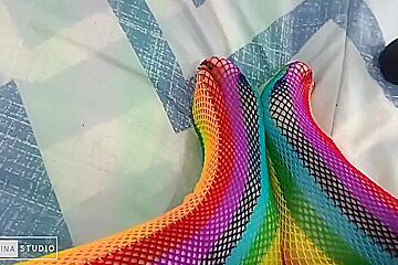 Foot Fetish With Sexy Colored Stockings