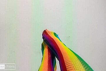 Foot Fetish With Sexy Colored Stockings