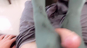 Footjob nylon amateur