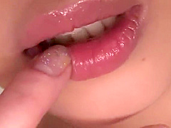 Fresh faced girl sucks cock hardcore on her knees