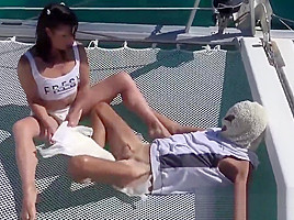 GOLDEN SHOWER ON BOAT