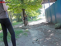 Gal with skinny ass wears g-string in upskirt video