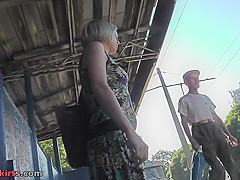 Gal with skinny ass wears g-string in upskirt video