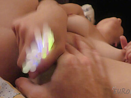 Gaping Hot Paulas Pussy Lucky Cameraman Looks Inside Her With Glowsticks
