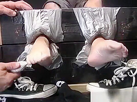 Gay dude Derick begs Franco to stop tickling hes bare feet