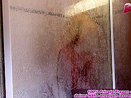 German blonde girlfriend make amateur anal POV in shower