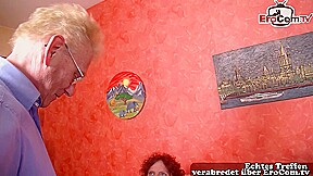 German grandma Evelyn Lorenz and Grandpa big boobs make amateur threesome FFM