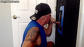 Gloryhole Mature DILF blowing and tugging hard shaft