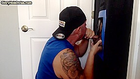 Gloryhole Mature DILF blowing and tugging hard shaft