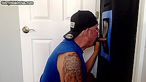 Gloryhole Mature DILF blowing and tugging hard shaft