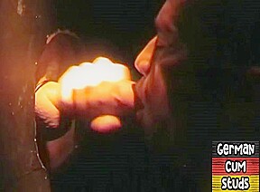 Gloryhole amateur German stud sucks cock in closeup 4 facial