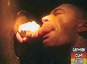 Gloryhole amateur German stud sucks cock in closeup 4 facial