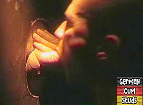 Gloryhole amateur German stud sucks cock in closeup 4 facial