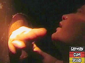 Gloryhole amateur German stud sucks cock in closeup 4 facial